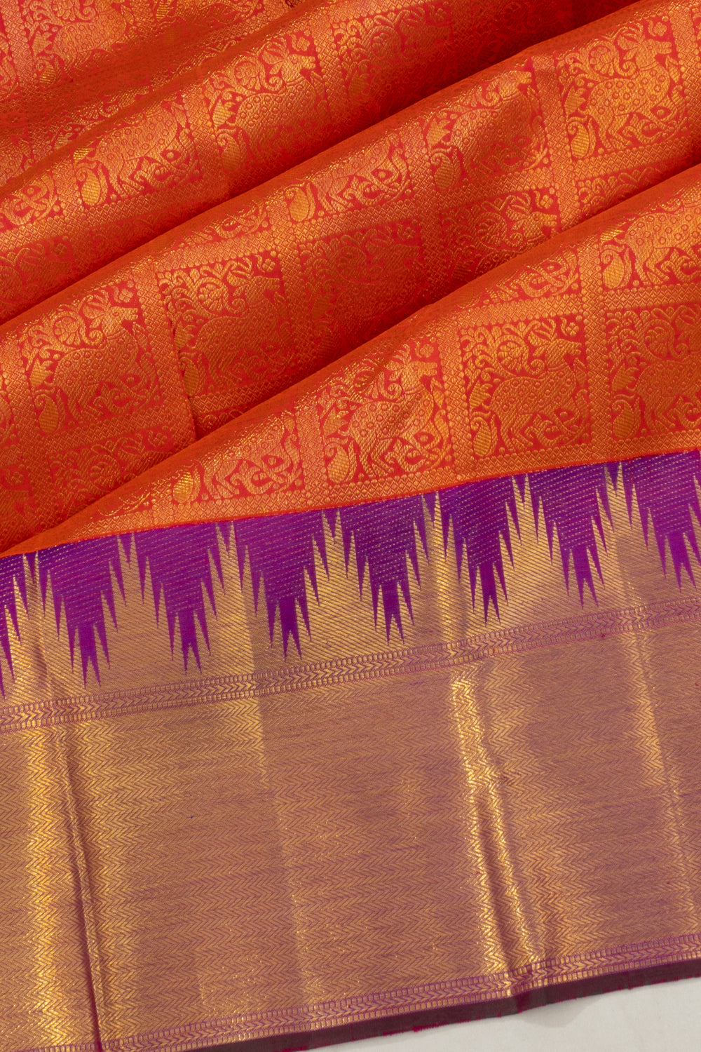 Kanchipuram Silk Brocade Red Saree