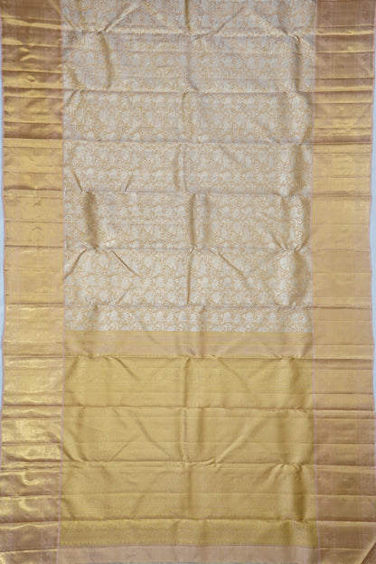 Kanchipuram Silk Tissue Brocade Peach Saree