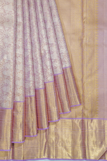 Kanchipuram Silk Tissue Jaal Lavender Saree