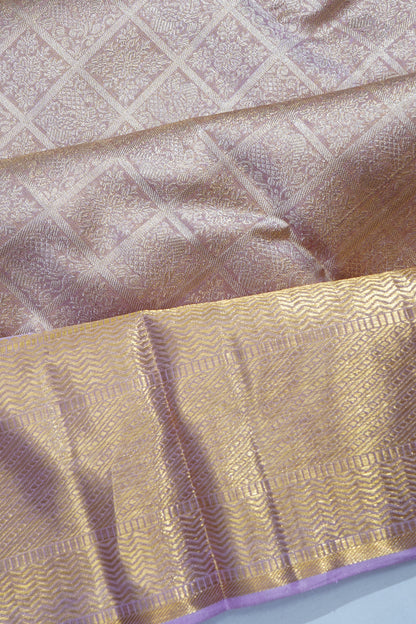 Kanchipuram Silk Tissue Brocade Lavender Saree