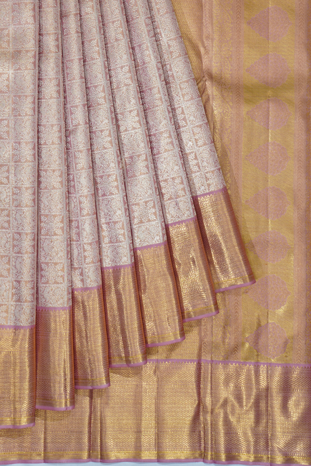 Kanchipuram Silk Tissue Brocade Baby Pink Saree