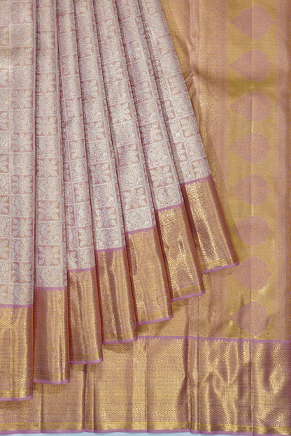 Kanchipuram Silk Tissue Brocade Baby Pink Saree