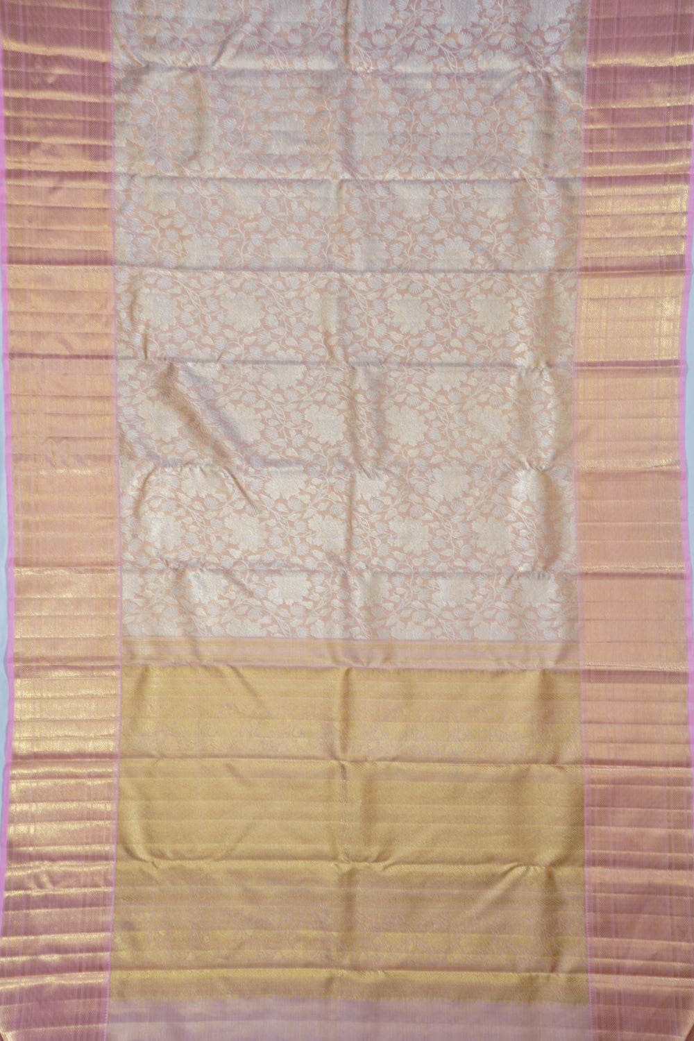 Kanchipuram Silk Tissue Brocade Pink Saree