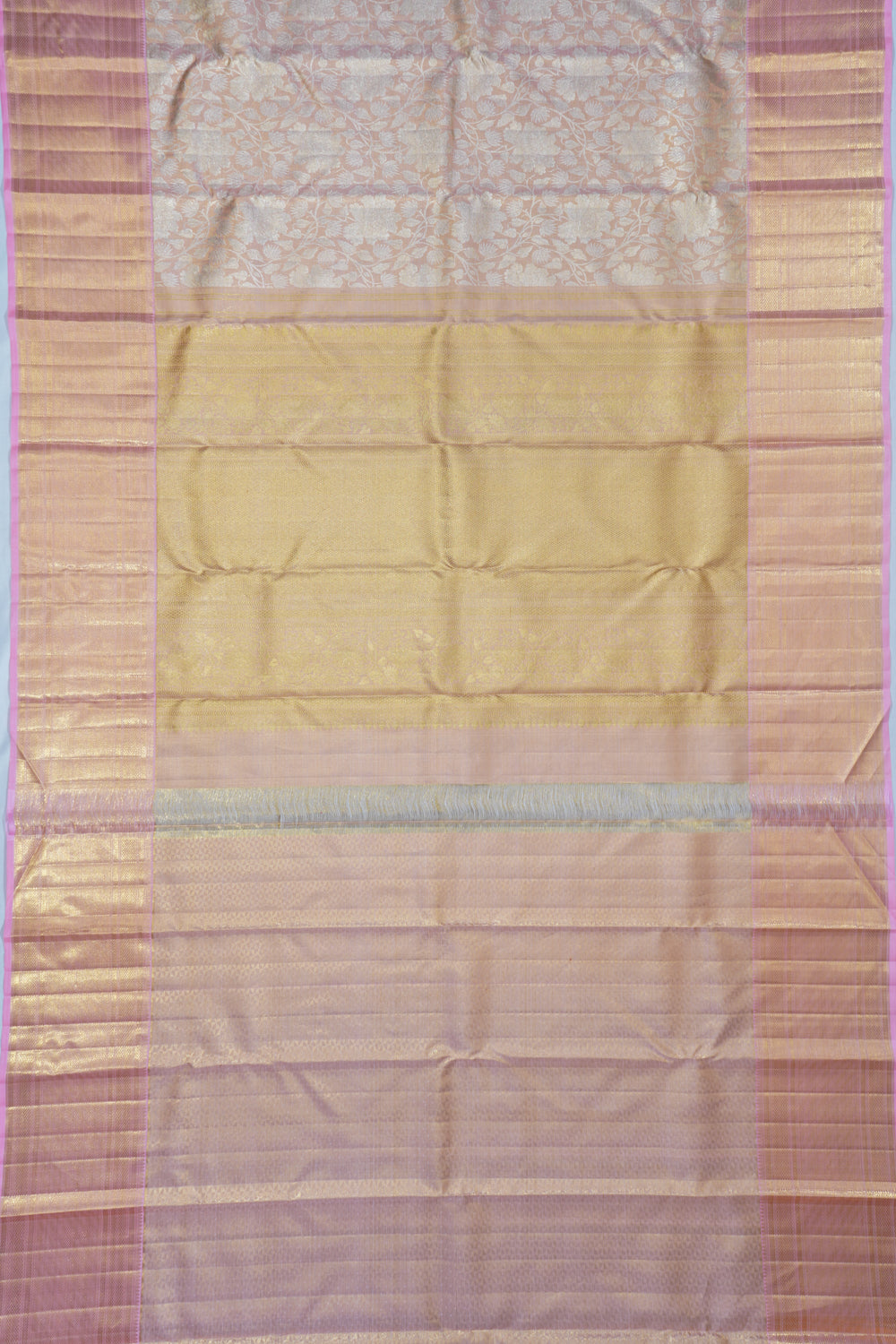 Kanchipuram Silk Tissue Brocade Pink Saree