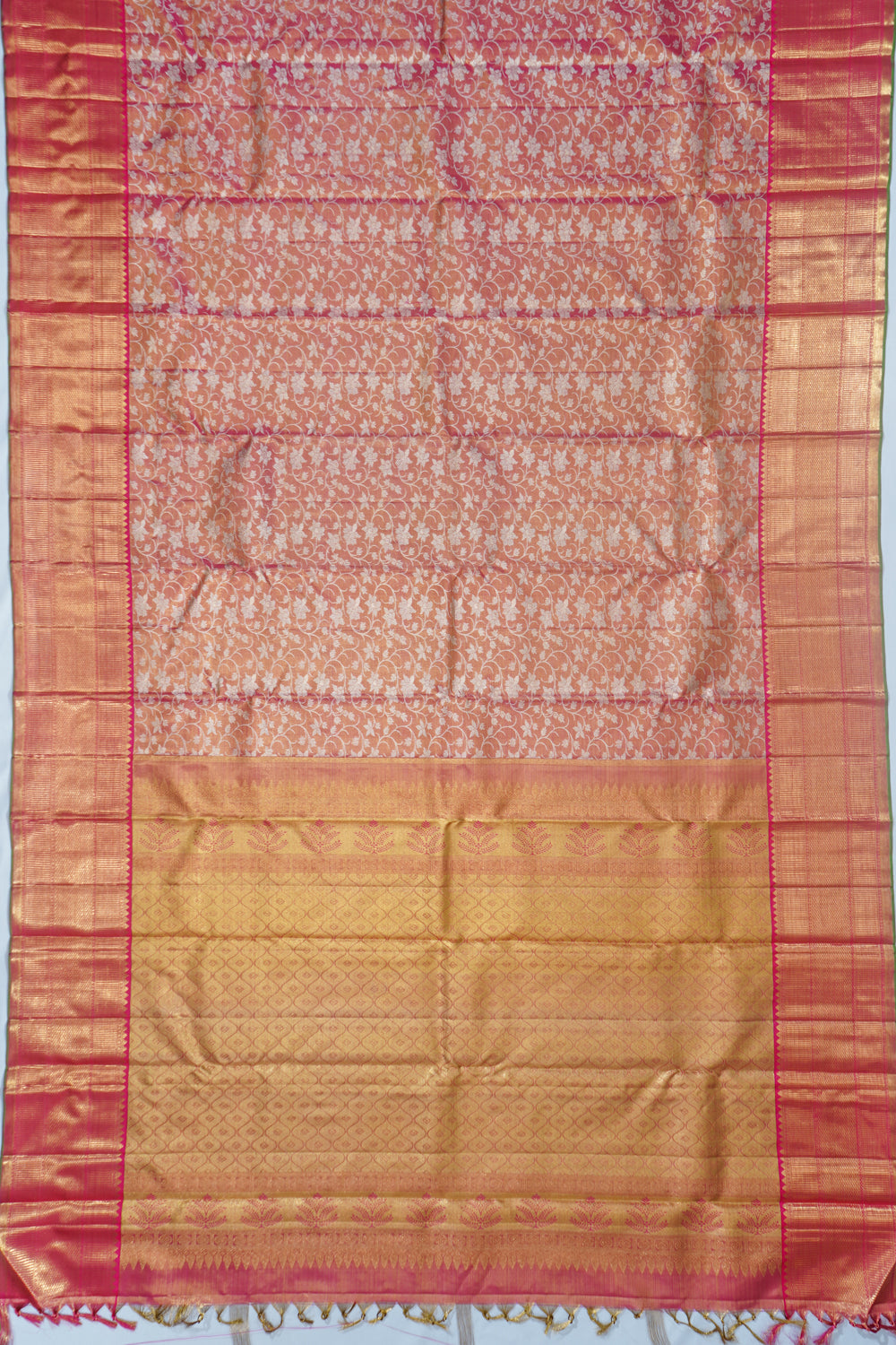 Kanchipuram Silk Tissue Brocade Pink Saree