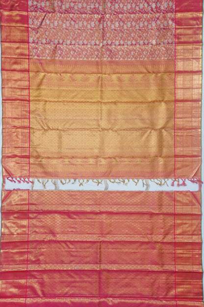 Kanchipuram Silk Tissue Brocade Pink Saree