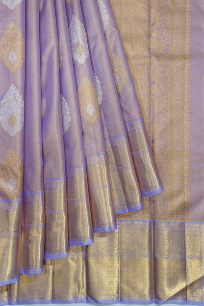 Kanchipuram Silk Tissue Butta Lavender Saree