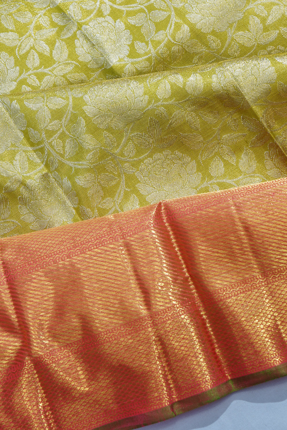 Kanchipuram Silk Tissue Jaal Green Saree