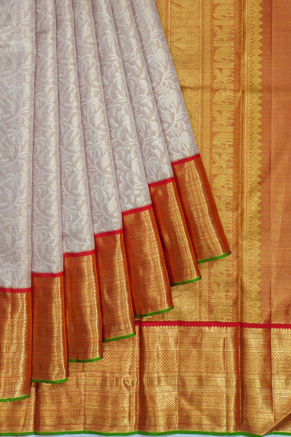 Kanchipuram Silk Tissue Brocade Lavender Saree