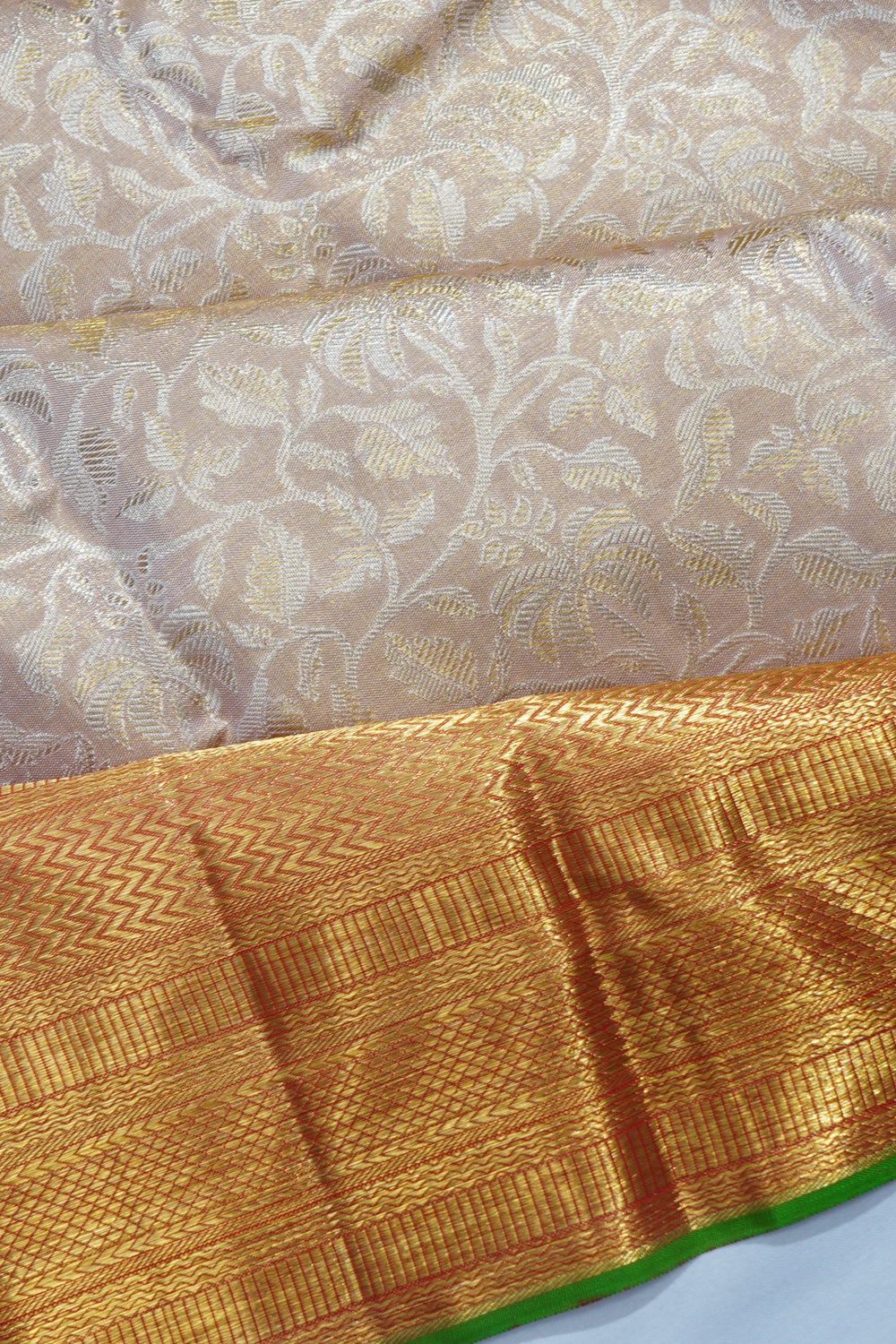 Kanchipuram Silk Tissue Brocade Lavender Saree