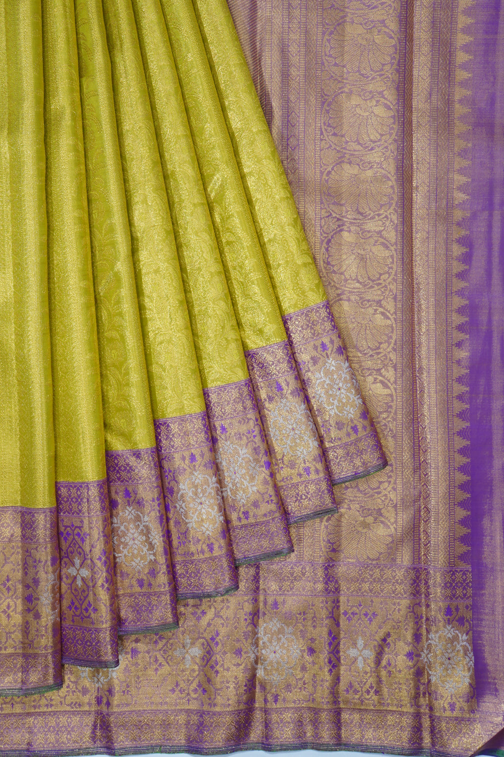 Kanchipuram Silk Tissue Brocade Green Saree