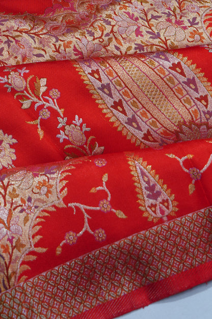 Kanchipuram Silk Brocade Red Saree