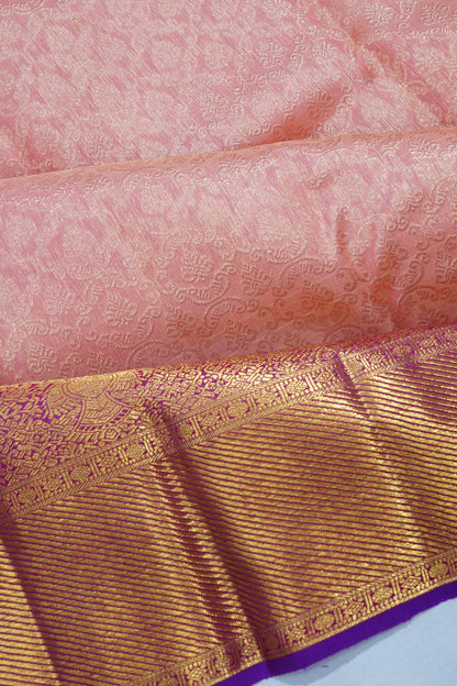 Kanchipuram Silk Brocade Baby Pink Saree