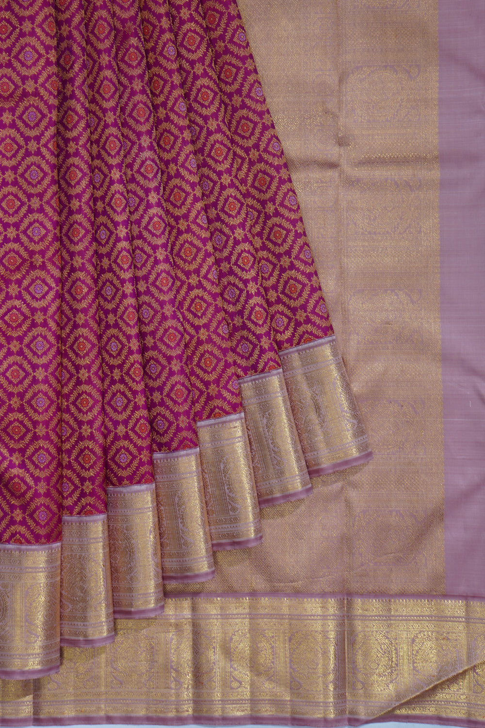 Kanchipuram Silk Brocade Rani Pink Saree