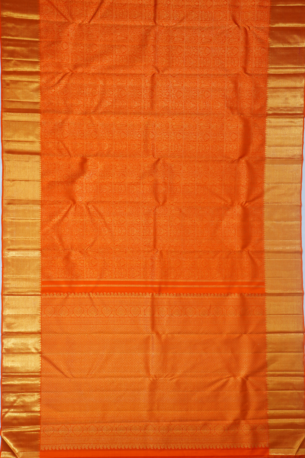 Kanchipuram Silk Brocade Orange Saree