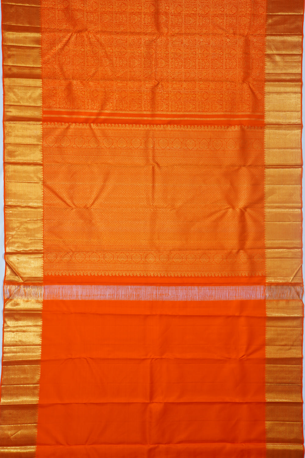 Kanchipuram Silk Brocade Orange Saree