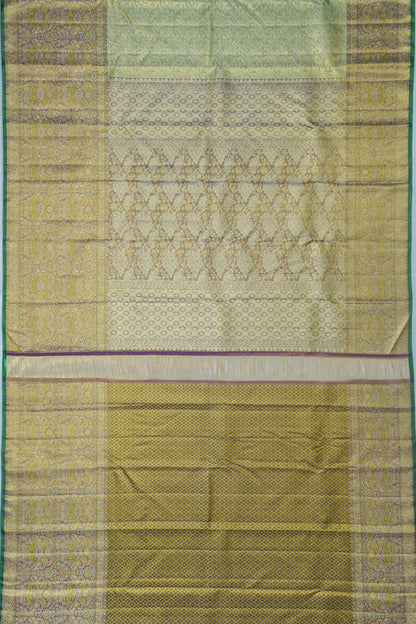 Kanchipuram Silk Tissue Brocade Pista Green Saree