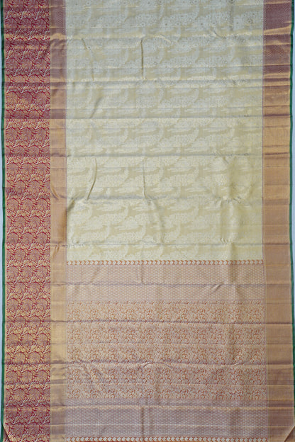 Kanchipuram Silk Tissue Brocade Gold Saree