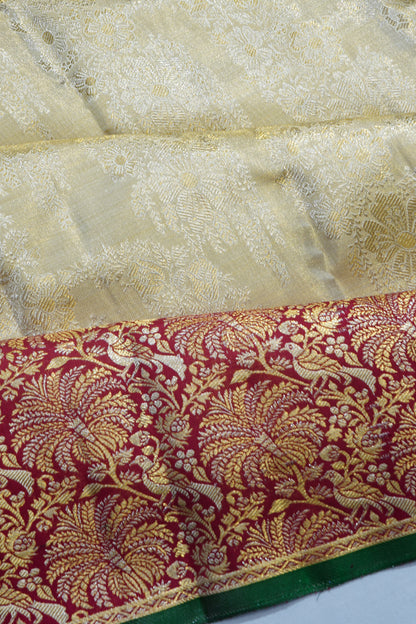 Kanchipuram Silk Tissue Brocade Gold Saree