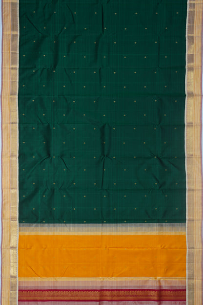 Classic Kanchipuram Silk Butta Bottle Green Saree