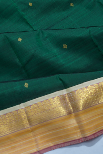 Classic Kanchipuram Silk Butta Bottle Green Saree