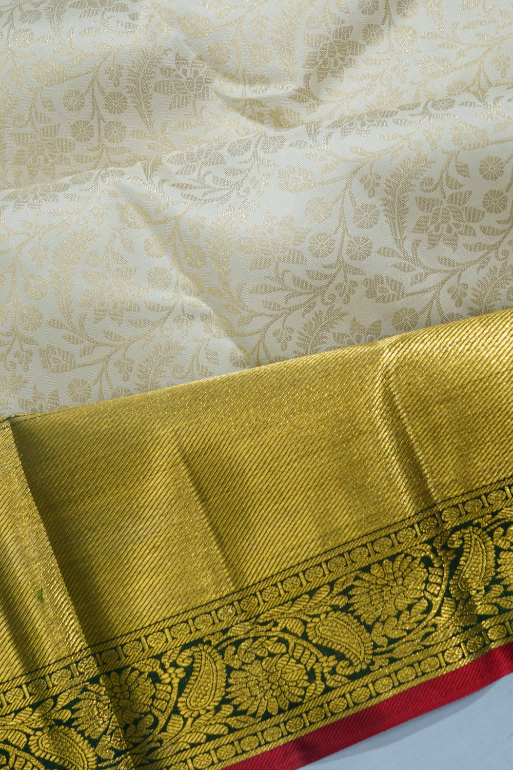 Kanchipuram Silk Brocade White Saree