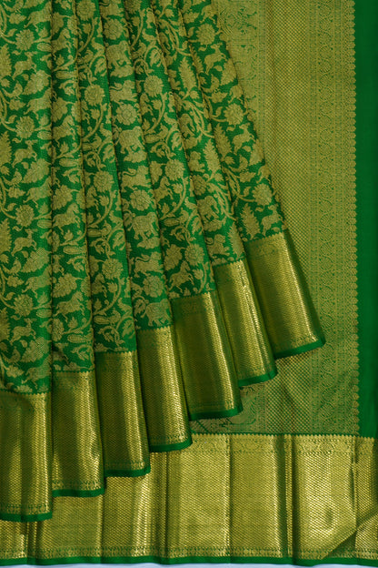 Kanchipuram Silk Vanasingaram Brocade Dark Green Saree