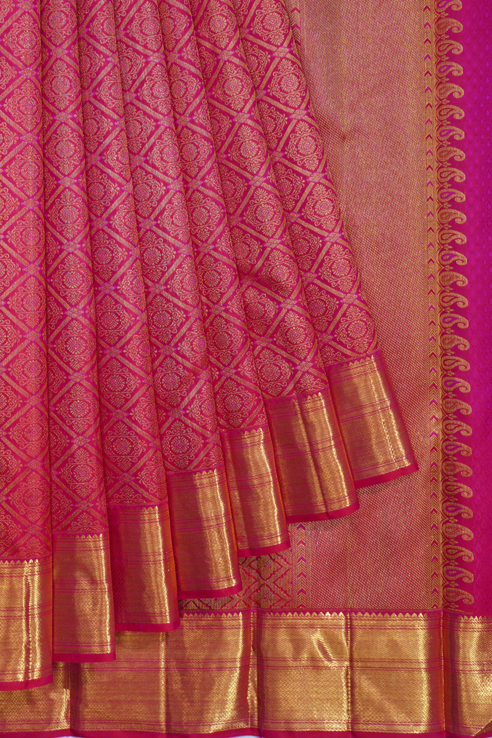 Kanchipuram Silk Brocade Pink Saree