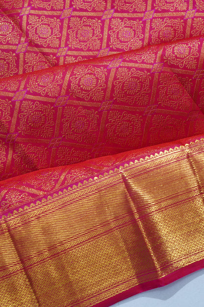 Kanchipuram Silk Brocade Pink Saree