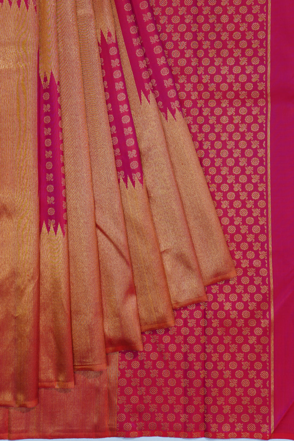 Kanchipuram Silk Tissue And Butta Pink Saree