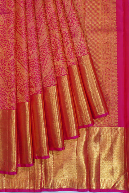 Kanchipuram Silk Brocade Pink Saree