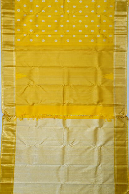 Kanchipuram Silk Jaal And Butta Yellow Saree