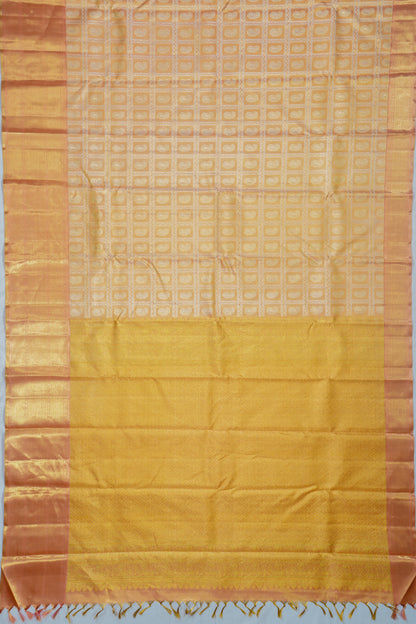 Kanchipuram Silk Tissue Checks And Butta Pink Saree