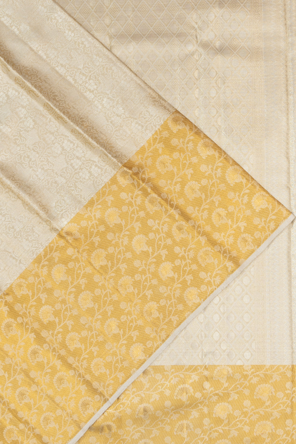 Kanchipuram Silk Brocade Silver Saree