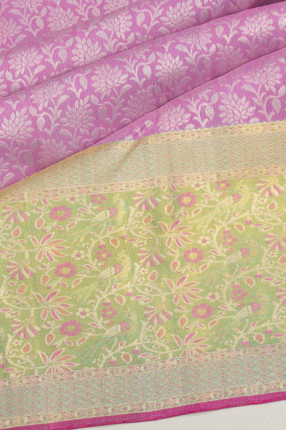 Kanchipuram Silk Brocade Lavender Saree