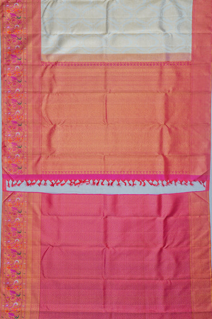 Kanchipuram Silk Brocade Off White Saree