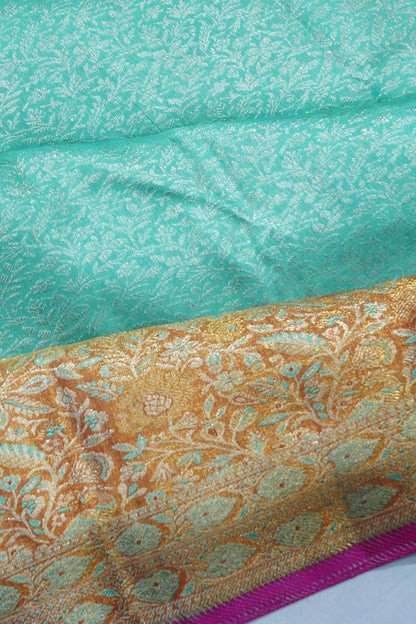 Kanchipuram Silk Brocade Sea Blue Saree