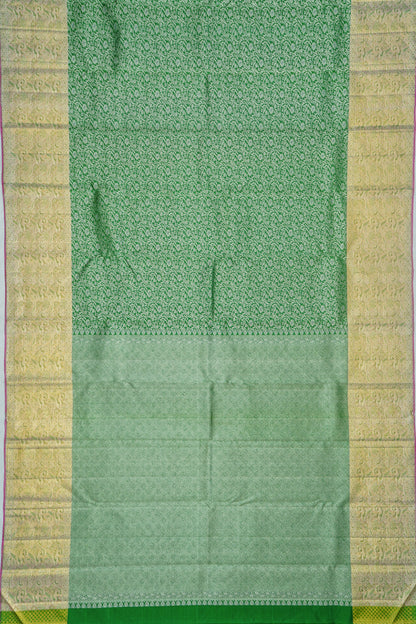 Kanchipuram Silk Brocade Dark Green Saree