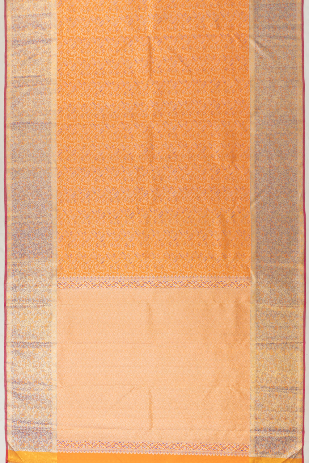 Kanchipuram Silk Brocade Orange Saree