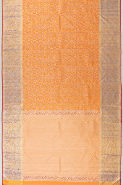 Kanchipuram Silk Brocade Orange Saree