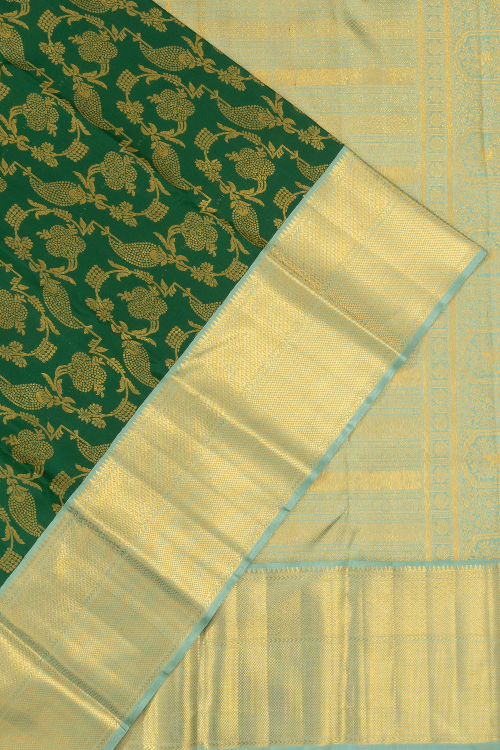 Kanchipuram Silk Jaal Green Saree