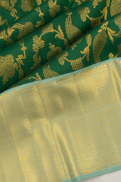 Kanchipuram Silk Jaal Green Saree