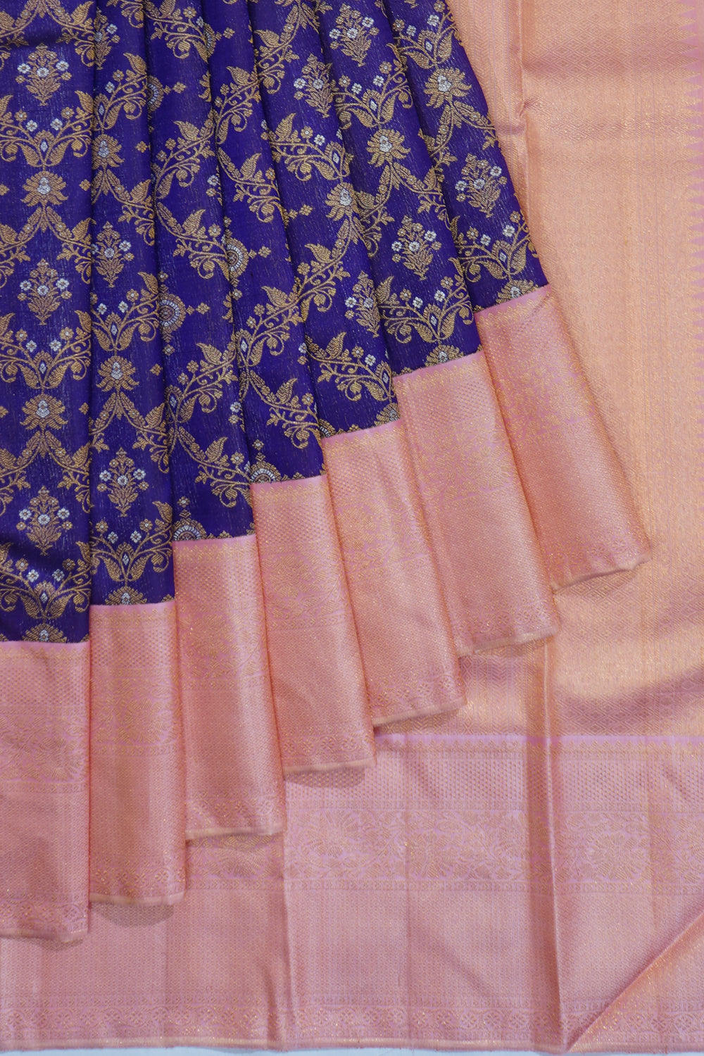 Kanchipuram Silk Jaal Blue Saree