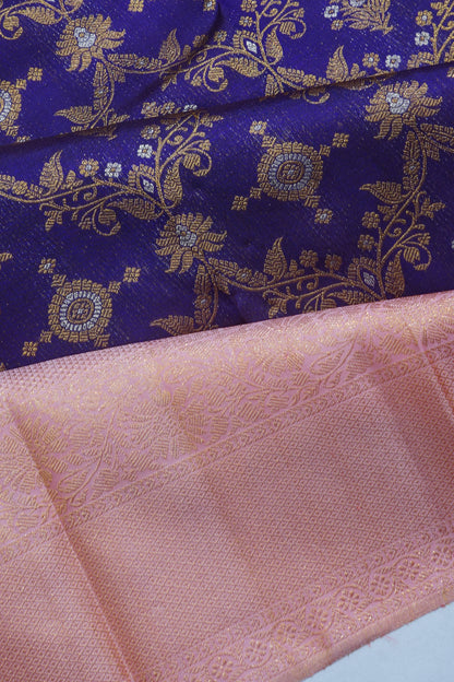 Kanchipuram Silk Jaal Blue Saree