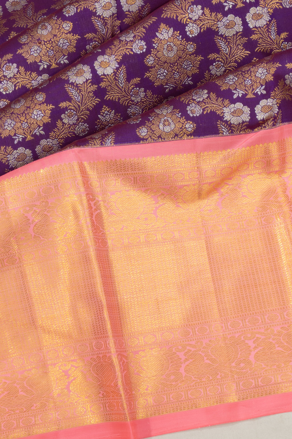Kanchipuram Silk Brocade Violet Saree