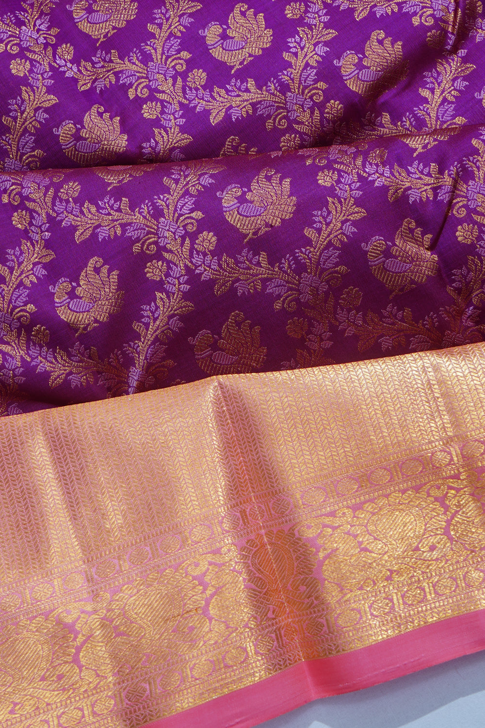 Kanchipuram Silk Brocade Purple Saree