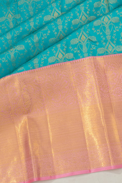 Kanchipuram Silk Brocade Blue Saree