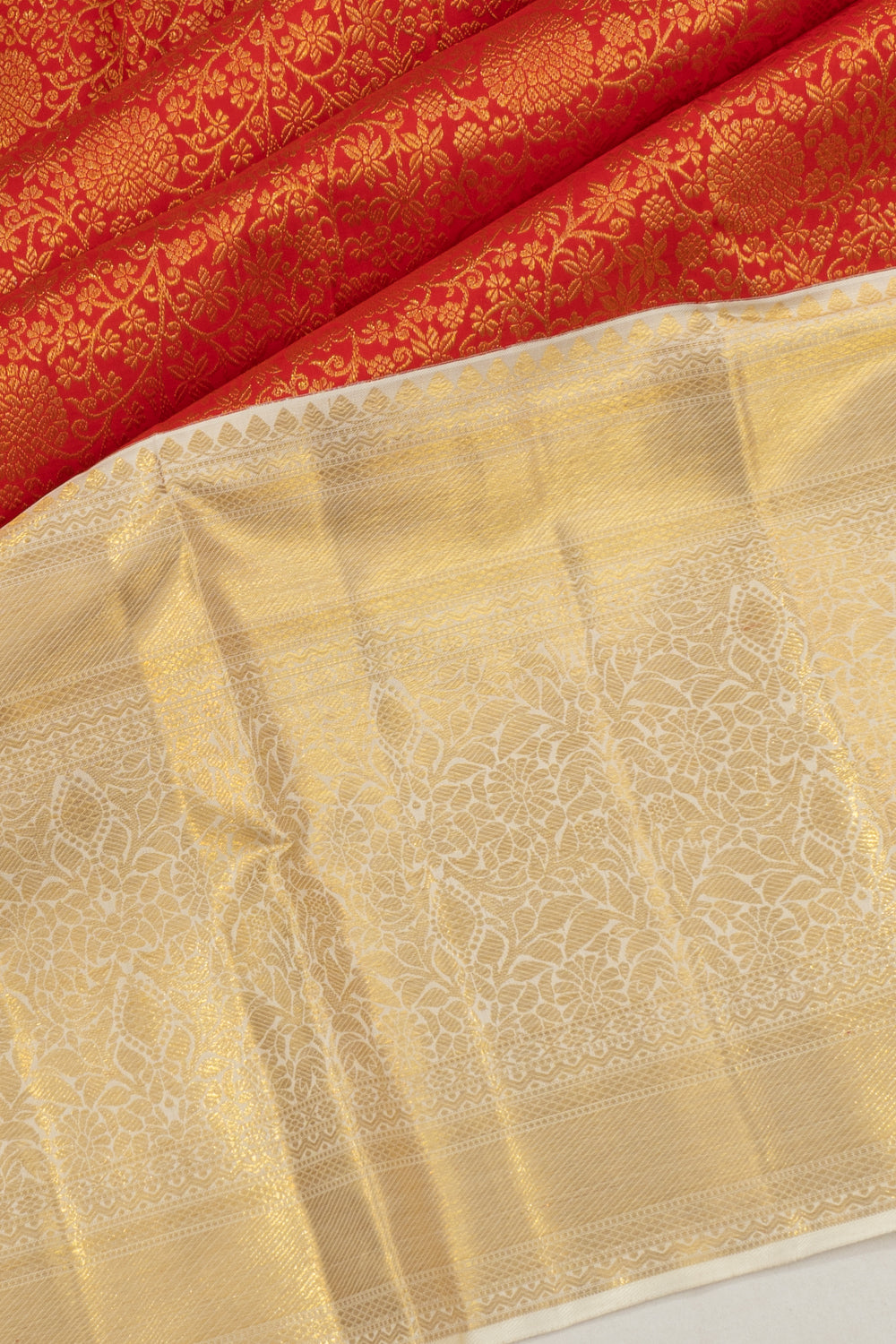 Kanchipuram Silk Brocade Red  Saree