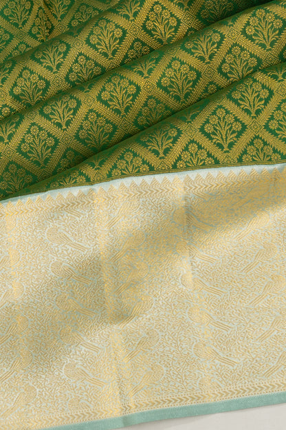 Kanchipuram Silk Brocade Dark Green Saree