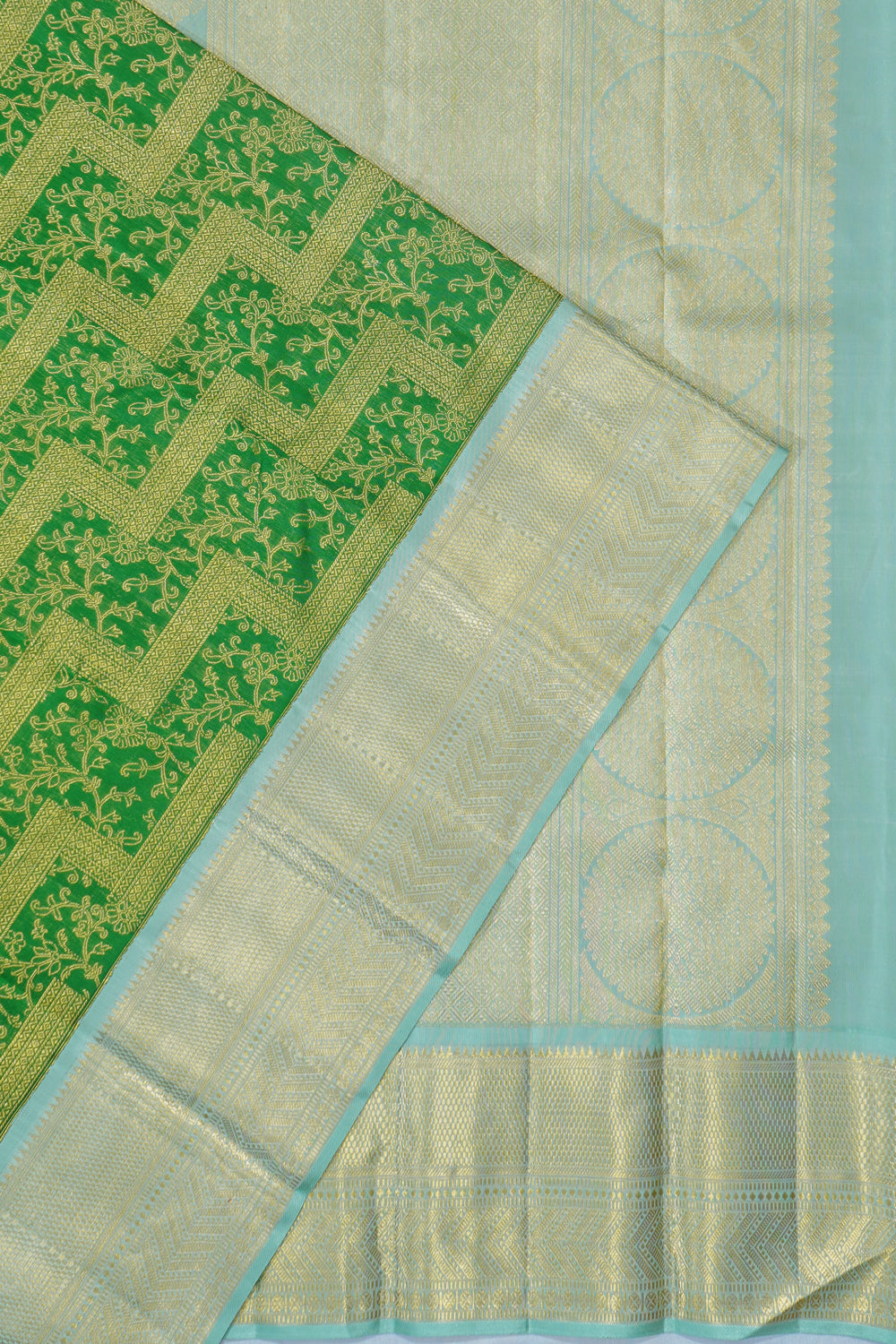 Kanchipuram Silk Brocade Dark Green Saree